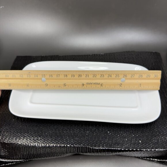 Dash of That White Porcelain Covered Butter Dish Knob Handle Butter Keeper Dish - Picture 3 of 10